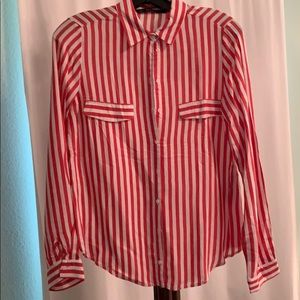 Zara button down, red and white stripe, size S